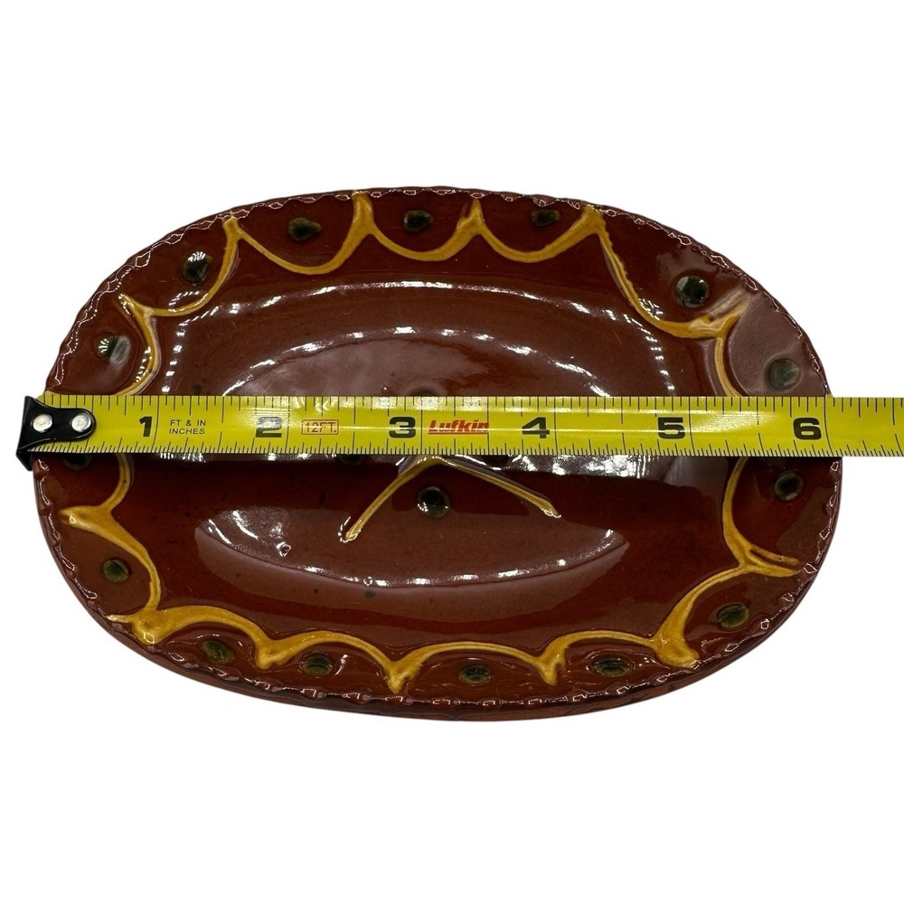 Lester Breininger Redware Pottery Trinket Dish Plate Decorated Signed 1984 Pa - Picture 7 of 9